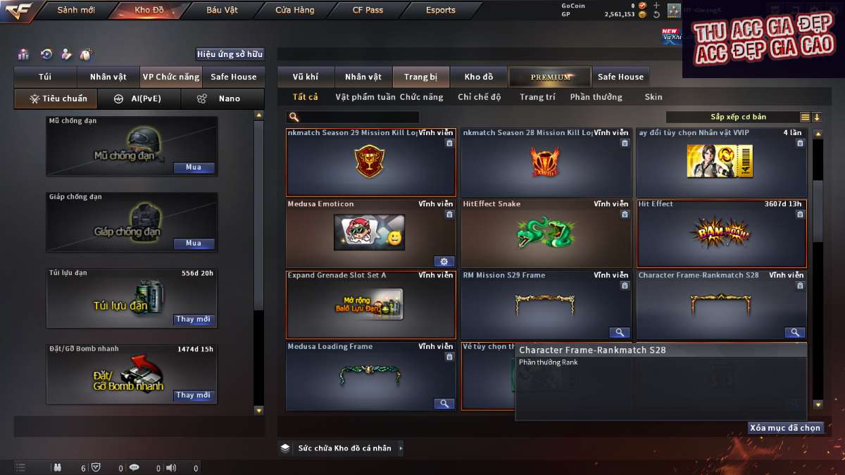 shop acc cf uy tin gia re